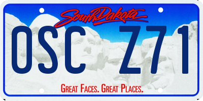 SD license plate 0SCZ71