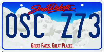 SD license plate 0SCZ73