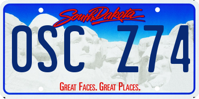 SD license plate 0SCZ74