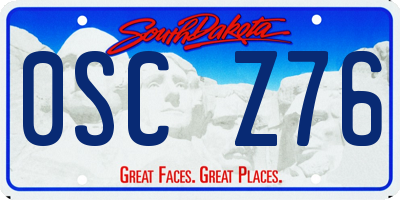 SD license plate 0SCZ76