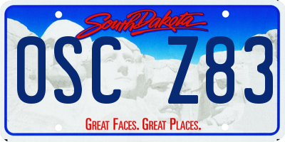 SD license plate 0SCZ83