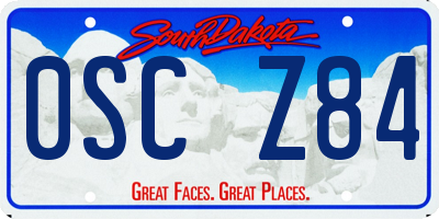 SD license plate 0SCZ84