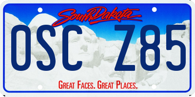 SD license plate 0SCZ85