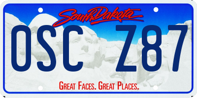 SD license plate 0SCZ87