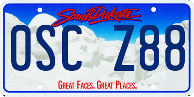 SD license plate 0SCZ88