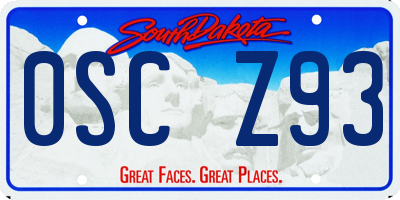 SD license plate 0SCZ93