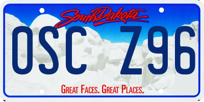 SD license plate 0SCZ96