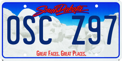 SD license plate 0SCZ97