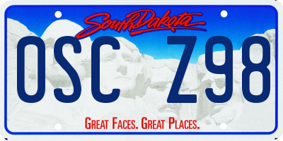 SD license plate 0SCZ98