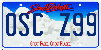 SD license plate 0SCZ99