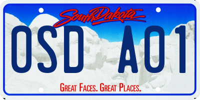 SD license plate 0SDA01
