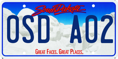 SD license plate 0SDA02