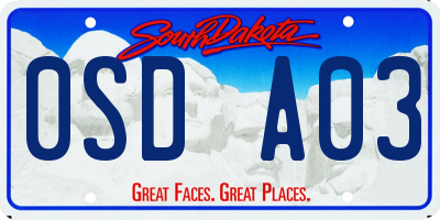 SD license plate 0SDA03