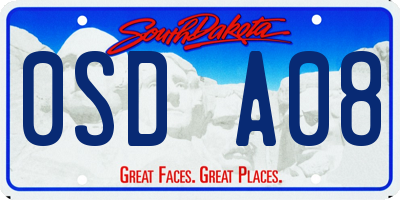 SD license plate 0SDA08