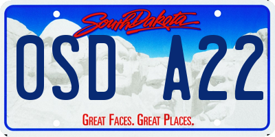 SD license plate 0SDA22
