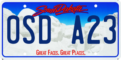 SD license plate 0SDA23