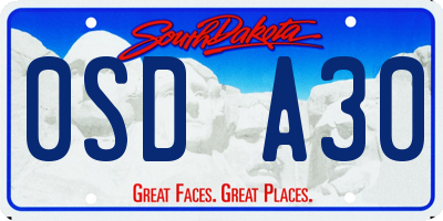 SD license plate 0SDA30
