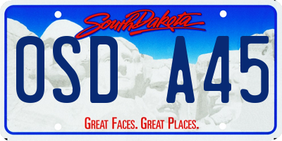 SD license plate 0SDA45