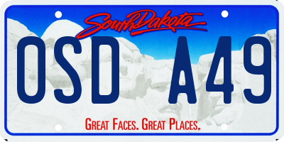 SD license plate 0SDA49