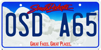 SD license plate 0SDA65