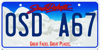 SD license plate 0SDA67