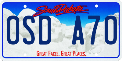 SD license plate 0SDA70