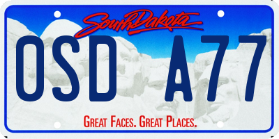SD license plate 0SDA77