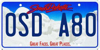 SD license plate 0SDA80