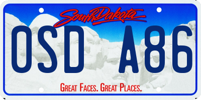 SD license plate 0SDA86