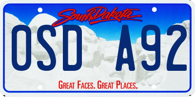 SD license plate 0SDA92