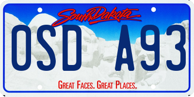 SD license plate 0SDA93