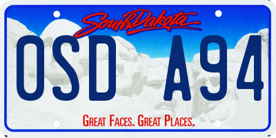 SD license plate 0SDA94