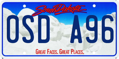 SD license plate 0SDA96