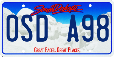 SD license plate 0SDA98