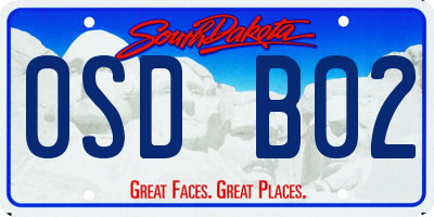 SD license plate 0SDB02