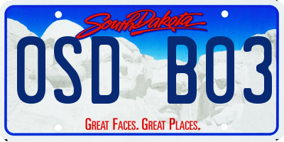 SD license plate 0SDB03