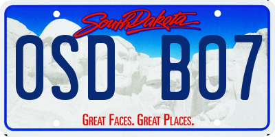 SD license plate 0SDB07