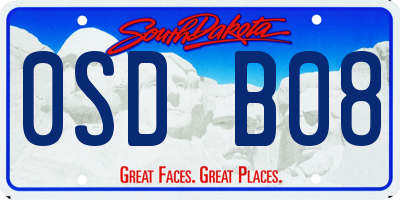 SD license plate 0SDB08