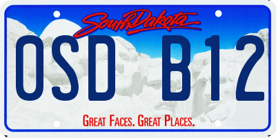 SD license plate 0SDB12
