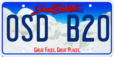 SD license plate 0SDB20