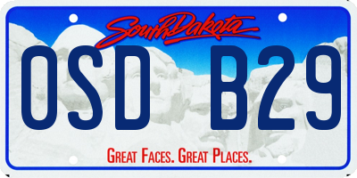 SD license plate 0SDB29