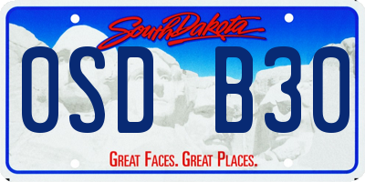 SD license plate 0SDB30