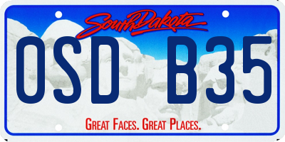 SD license plate 0SDB35