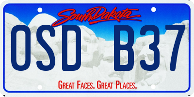 SD license plate 0SDB37