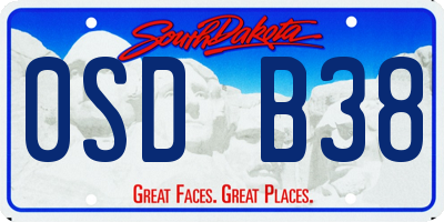 SD license plate 0SDB38