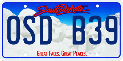 SD license plate 0SDB39