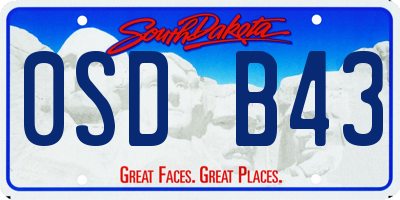 SD license plate 0SDB43