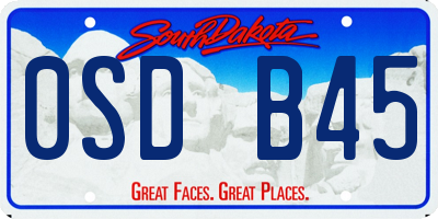 SD license plate 0SDB45