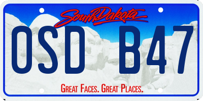 SD license plate 0SDB47