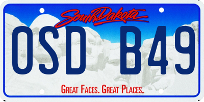 SD license plate 0SDB49